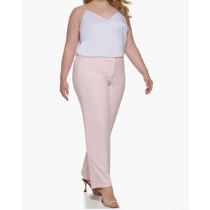 NWT CALVIN KLEIN Plus Size Lux Highline Tab-Waist Pants Rose 22W career casual